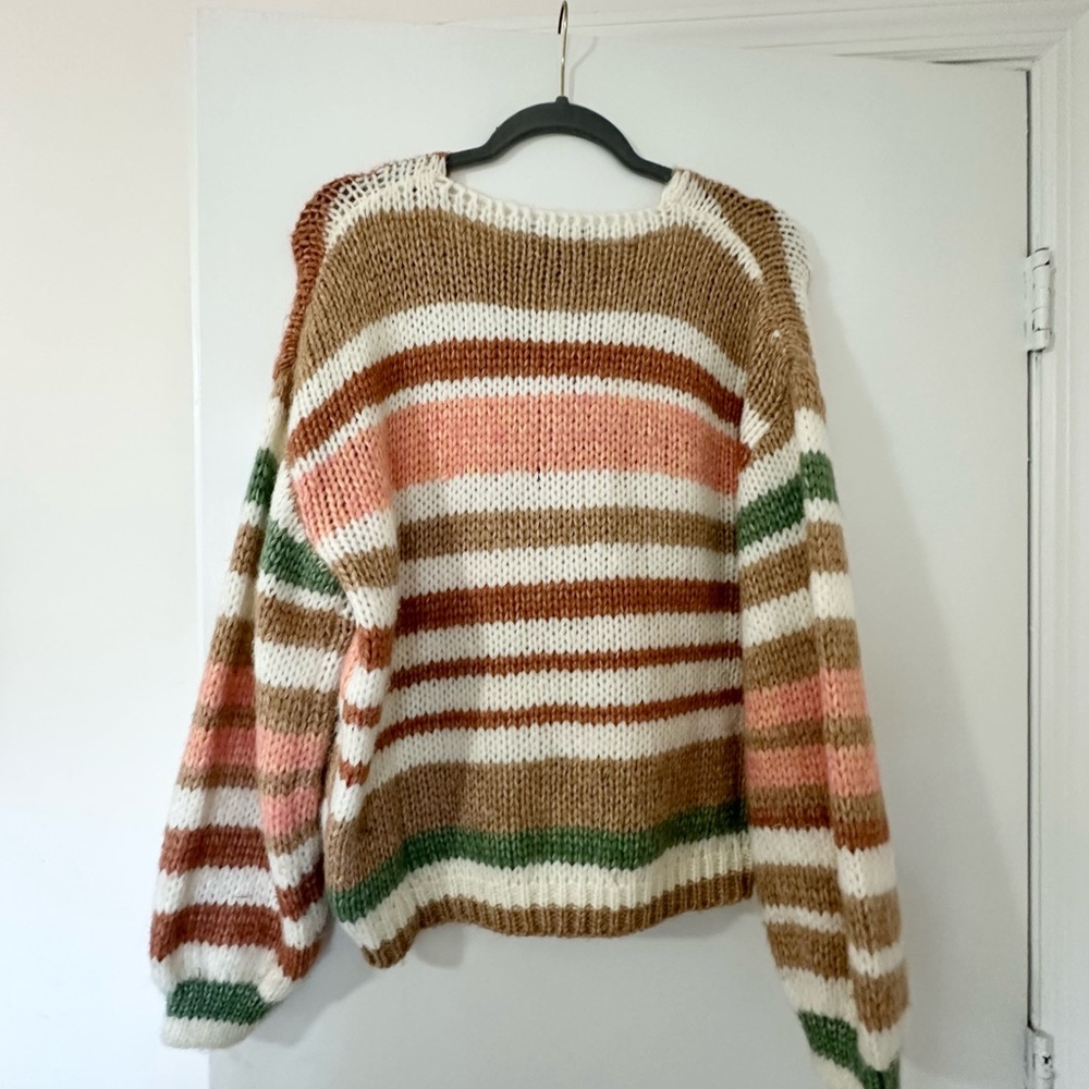 Striped Oversized Sweater Cardigan - Picture 9 of 9